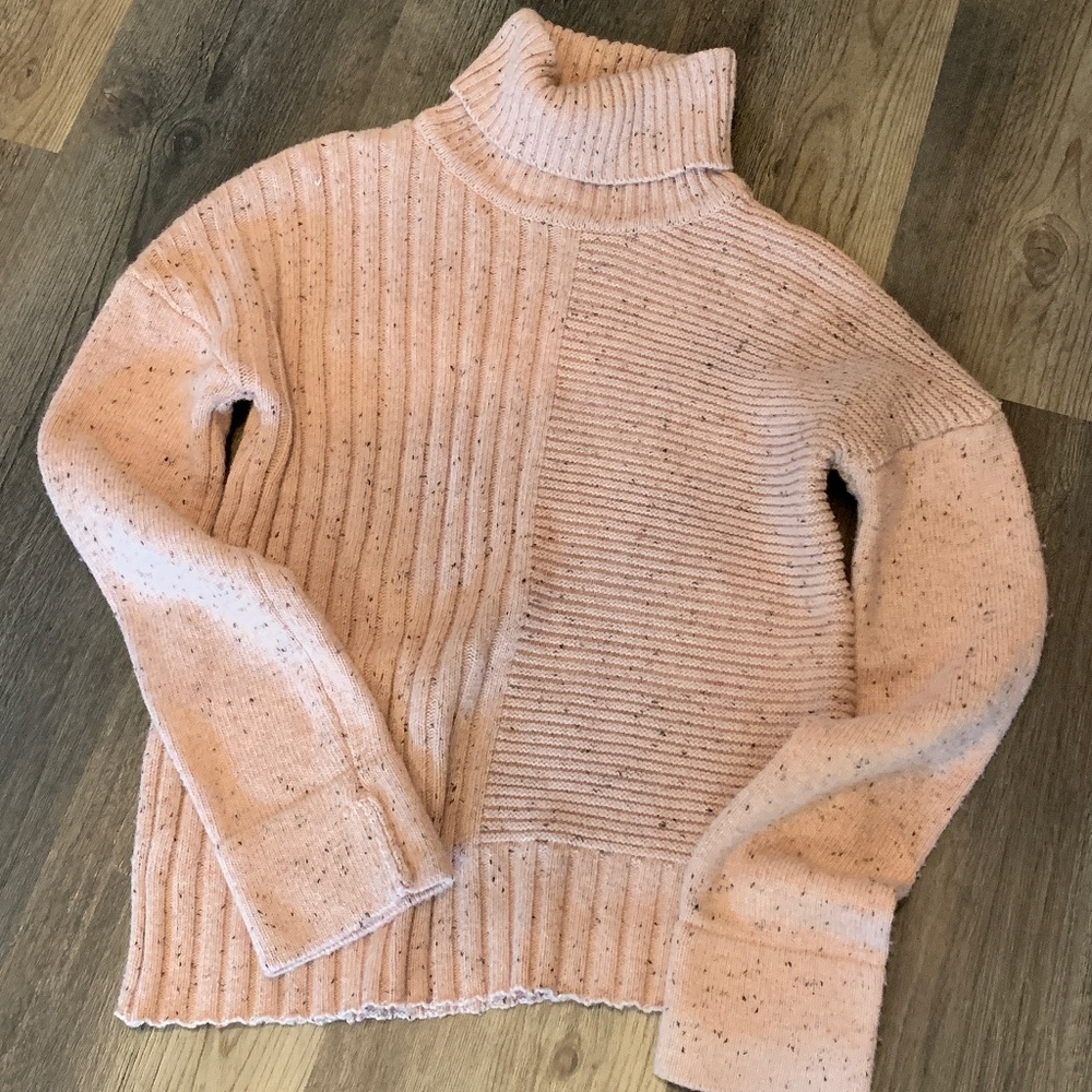 Chelsea and Theodore wool blend dusty rose turtleneck. Worn ince
